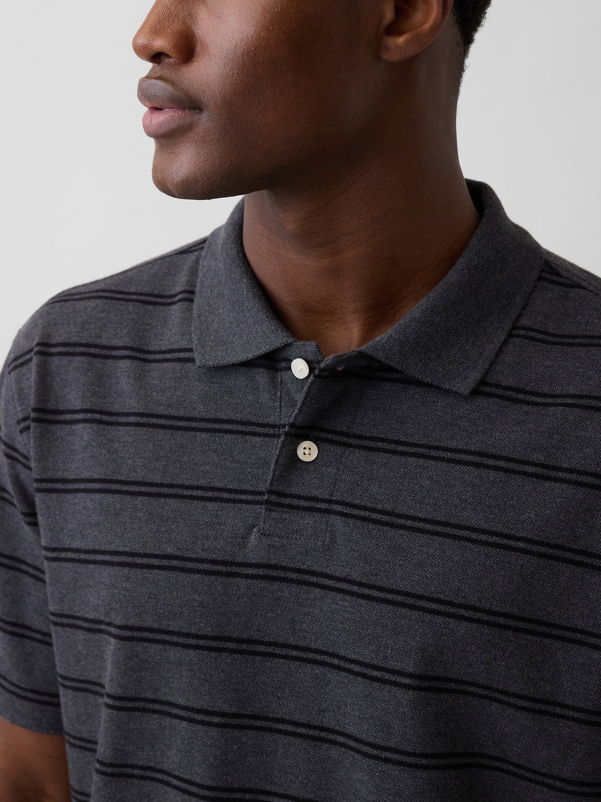 Koyu Gri Relaxed Pique Polo T-shirt