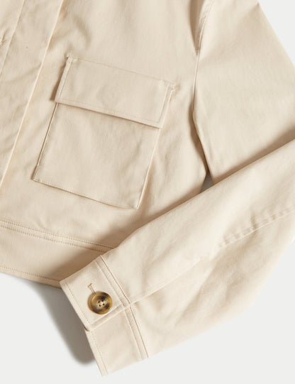 Relaxed Fit Crop Bomber Ceket