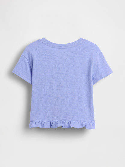 Açık Mavi Fırfır Etekli Logo T-shirt