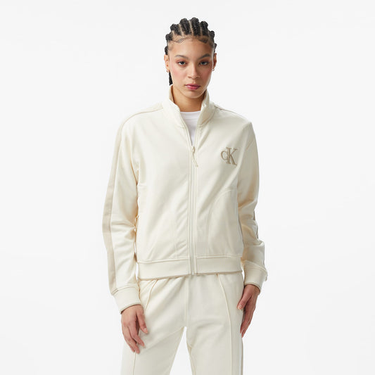 Calvin Klein Stretch Terry Track Kadın Beyaz Ceket
