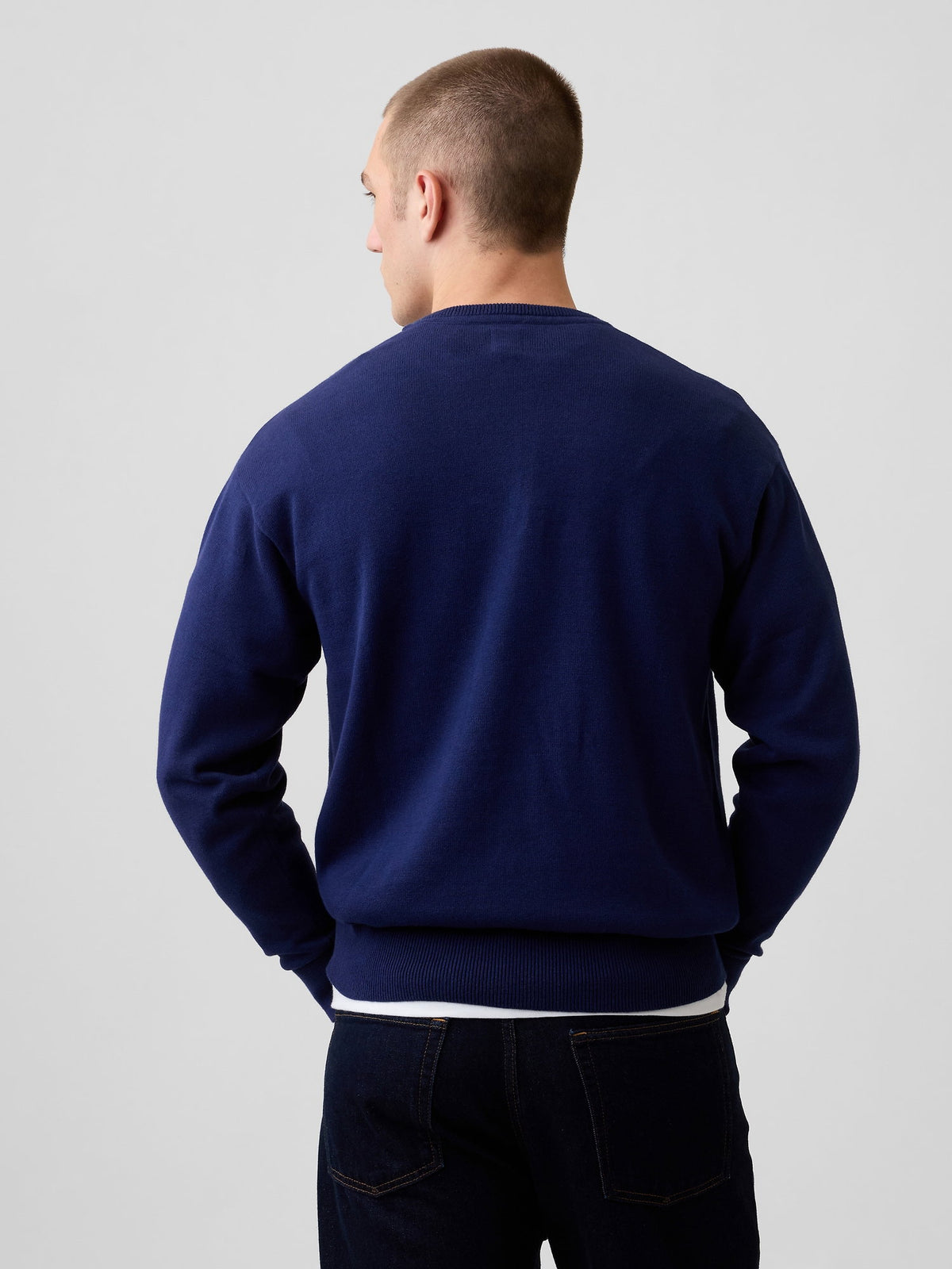 Lacivert Relaxed Gap Logo Intarsia Kazak
