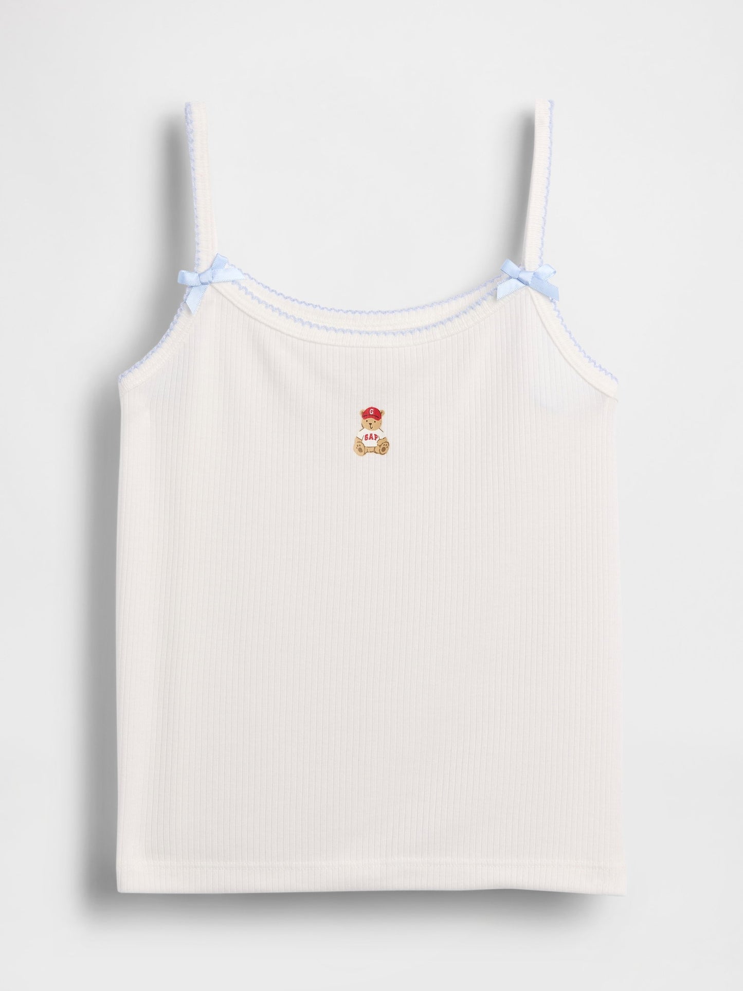 Beyaz Recycled Fitilli Askılı Pijama Üstü