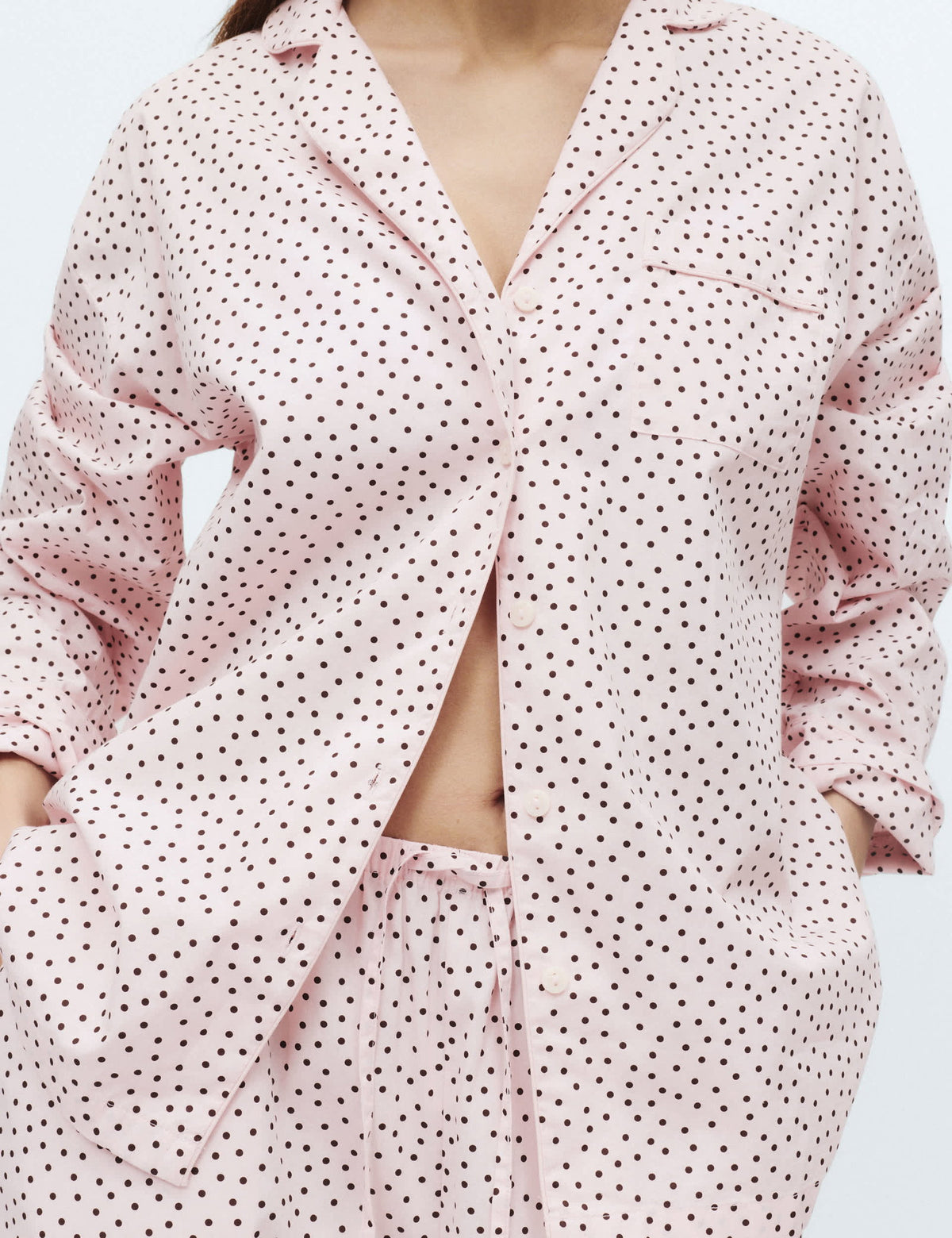 M&s Saf Pamuklu Puantiyeli Pijama Seti