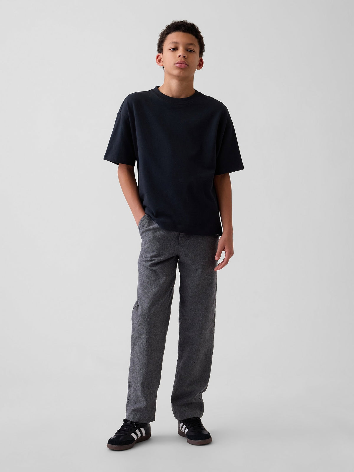 Siyah Keten Karışımı Relaxed Easy Pantolon