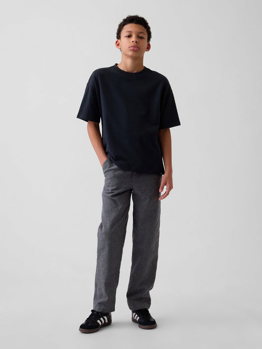 Siyah Keten Karışımı Relaxed Easy Pantolon