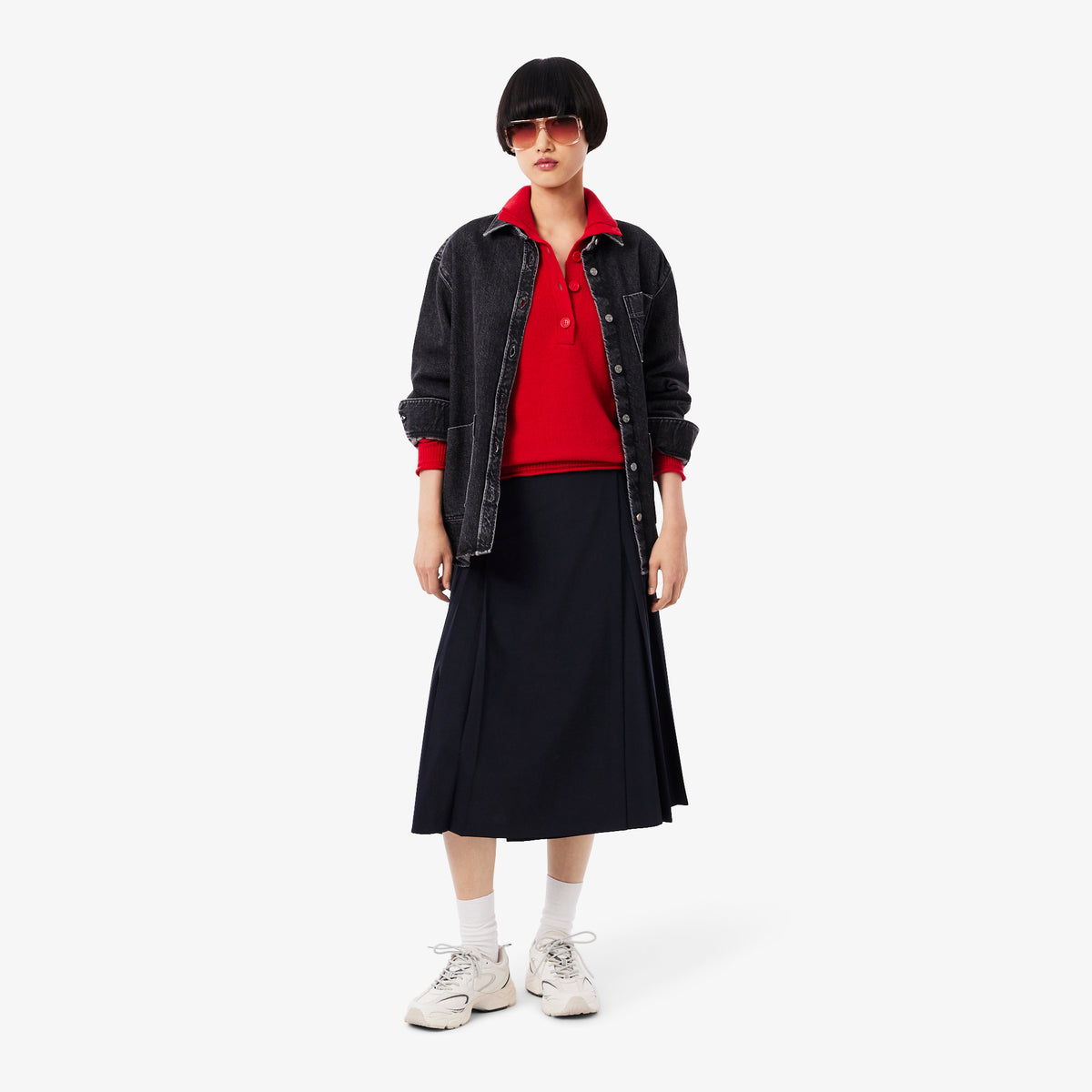 Lacoste Kadın Classic Fit Yün Kırmızı Kazak
