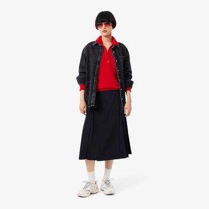 Lacoste Kadın Classic Fit Yün Kırmızı Kazak