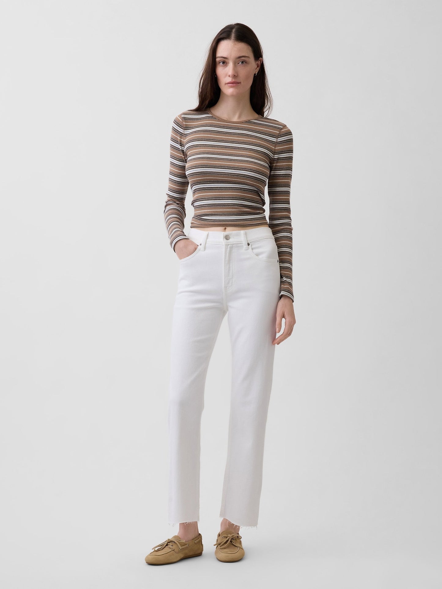 Beyaz High Rise ’90s Slim Straight Crop Jean Pantolon
