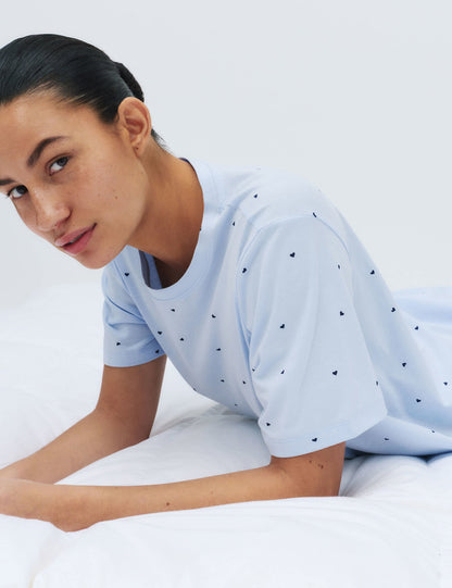 Saf Pamuklu Baskılı Pijama Takımı