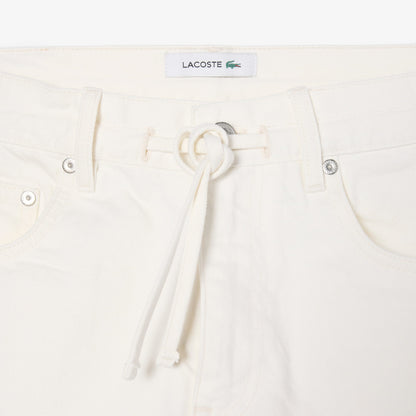 Lacoste Kadın Wide Leg Denim Beyaz Şort