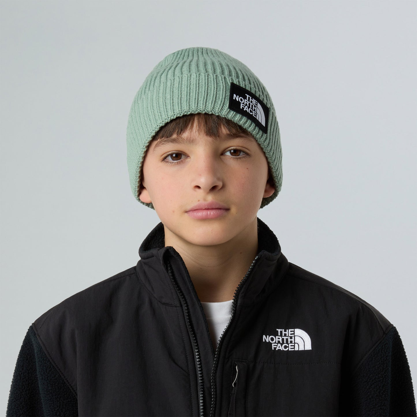 The North Face Logo Box Cuffed Yeşil Bere