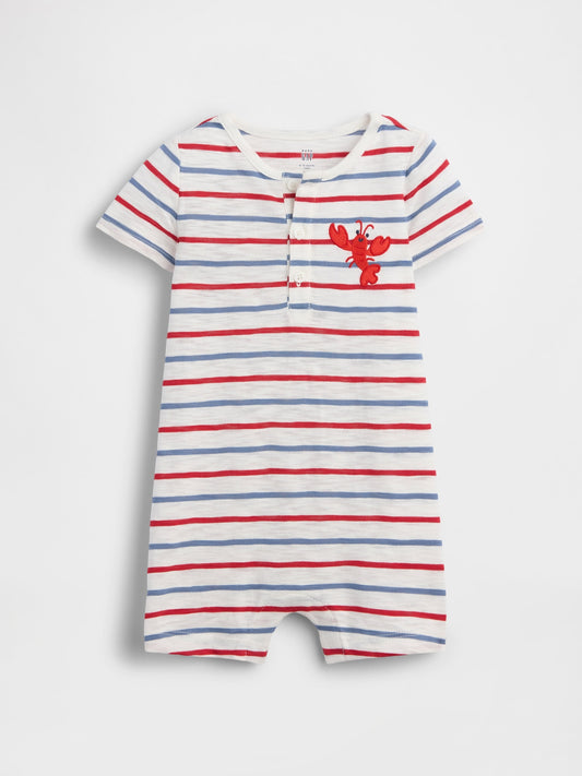 Beyaz Baby First Favorites Henley Kısa Tek Parça