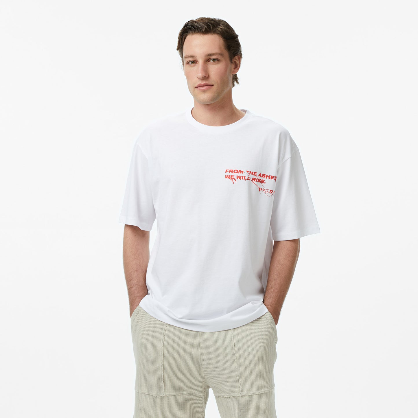 United4 Regular Fit Erkek Beyaz T-shirt