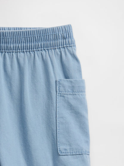 Mavi Pull-on Keten Karışımlı Şort