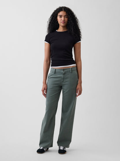Yeşil Low Rise '90s Loose Khaki Pantolon