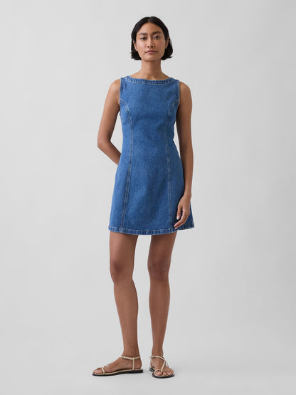 Mavi Denim Botneck Open-back Mini Elbise
