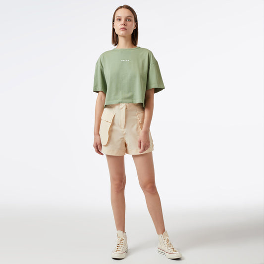 United4 Essentials Kadın Haki Crop T-shirt