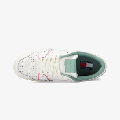 Tommy Jeans Retro Basket Kadın Beyaz/pembe/yeşil Spor Ayakkabı