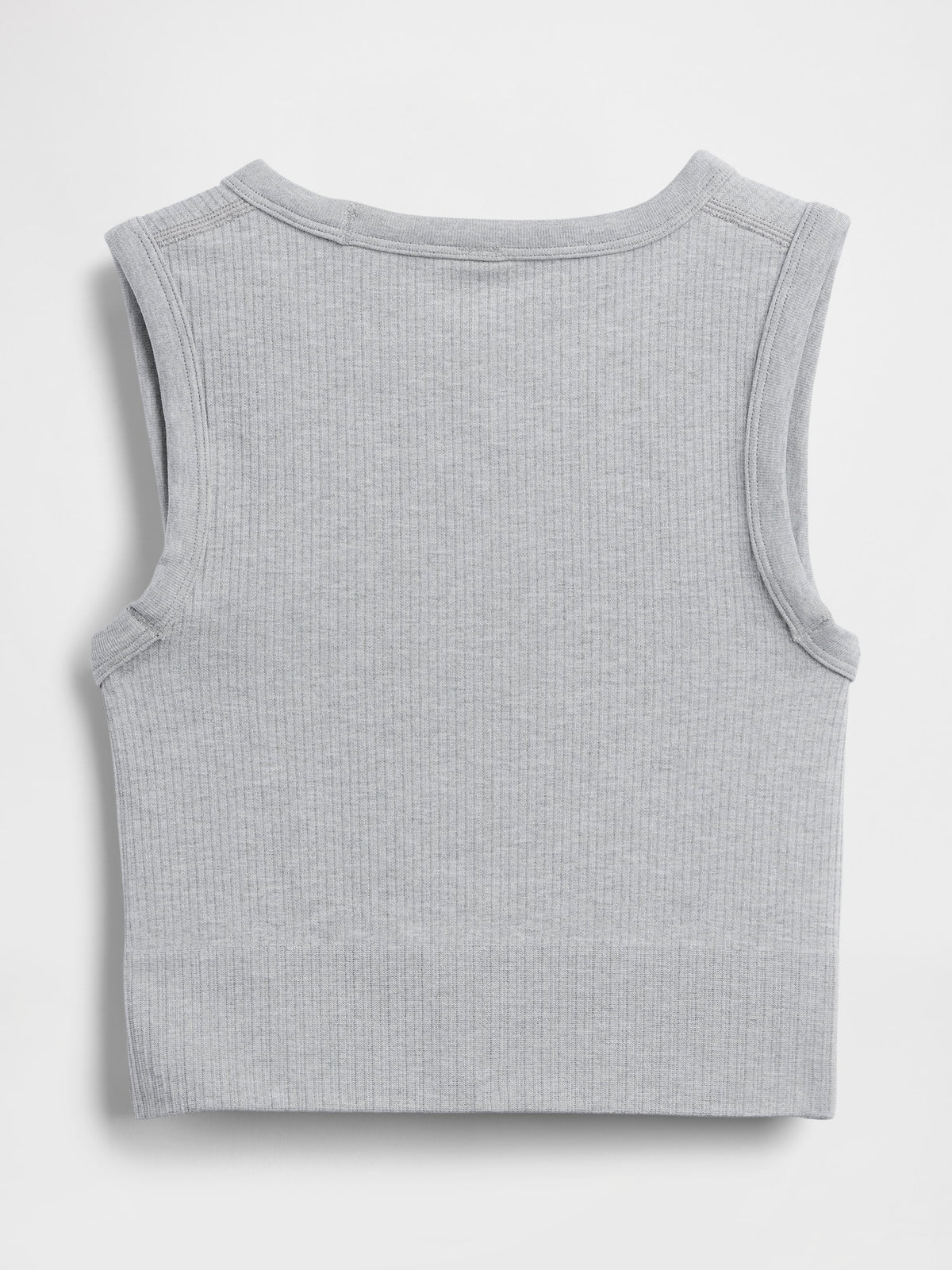 Gri Fitilli Seamless Crop Kolsuz Üst