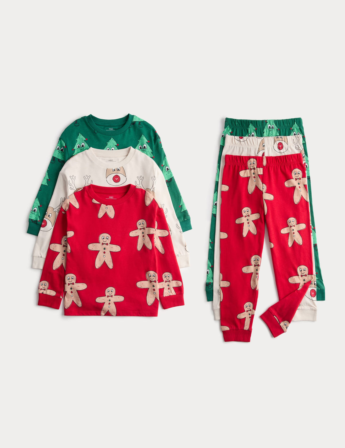 3'lü Kurabiye Desenli Pijama Takımı