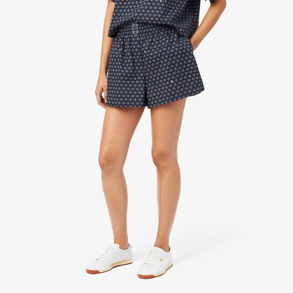 Lacoste Kadın Oversize Fit Desenli Lacivert Şort