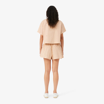 Lacoste Kadın Oversize Fit Desenli Pembe Şort