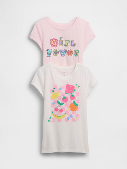 Beyaz Grafik Baskılı T-shirt (2’li)