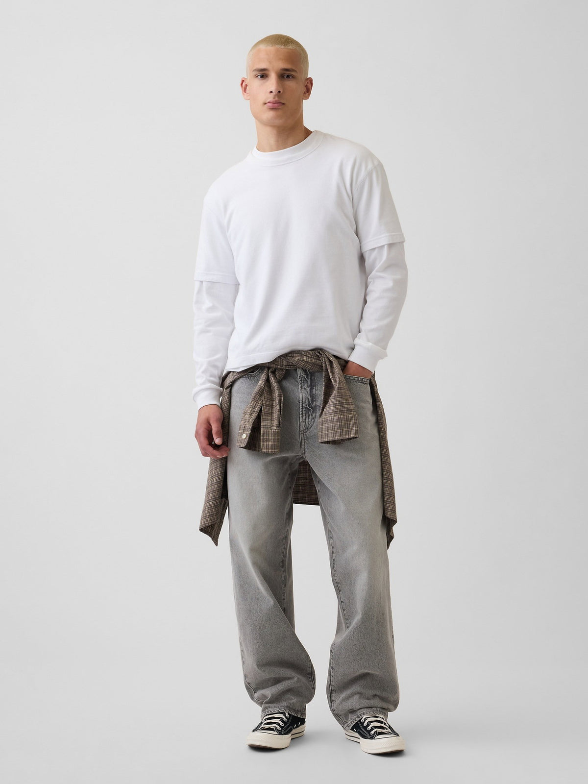 Gri Baggy Jean Pantolon