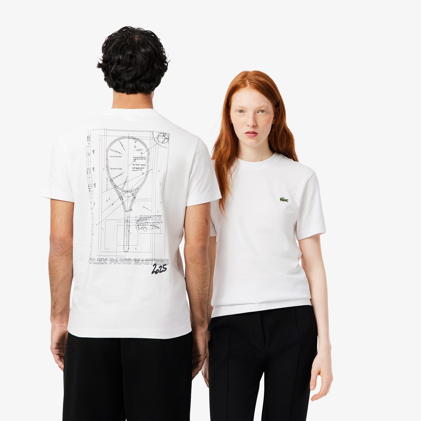Lacoste X Rolex Paris Unisex Regular Fit Bisiklet Yaka Beyaz T-shirt