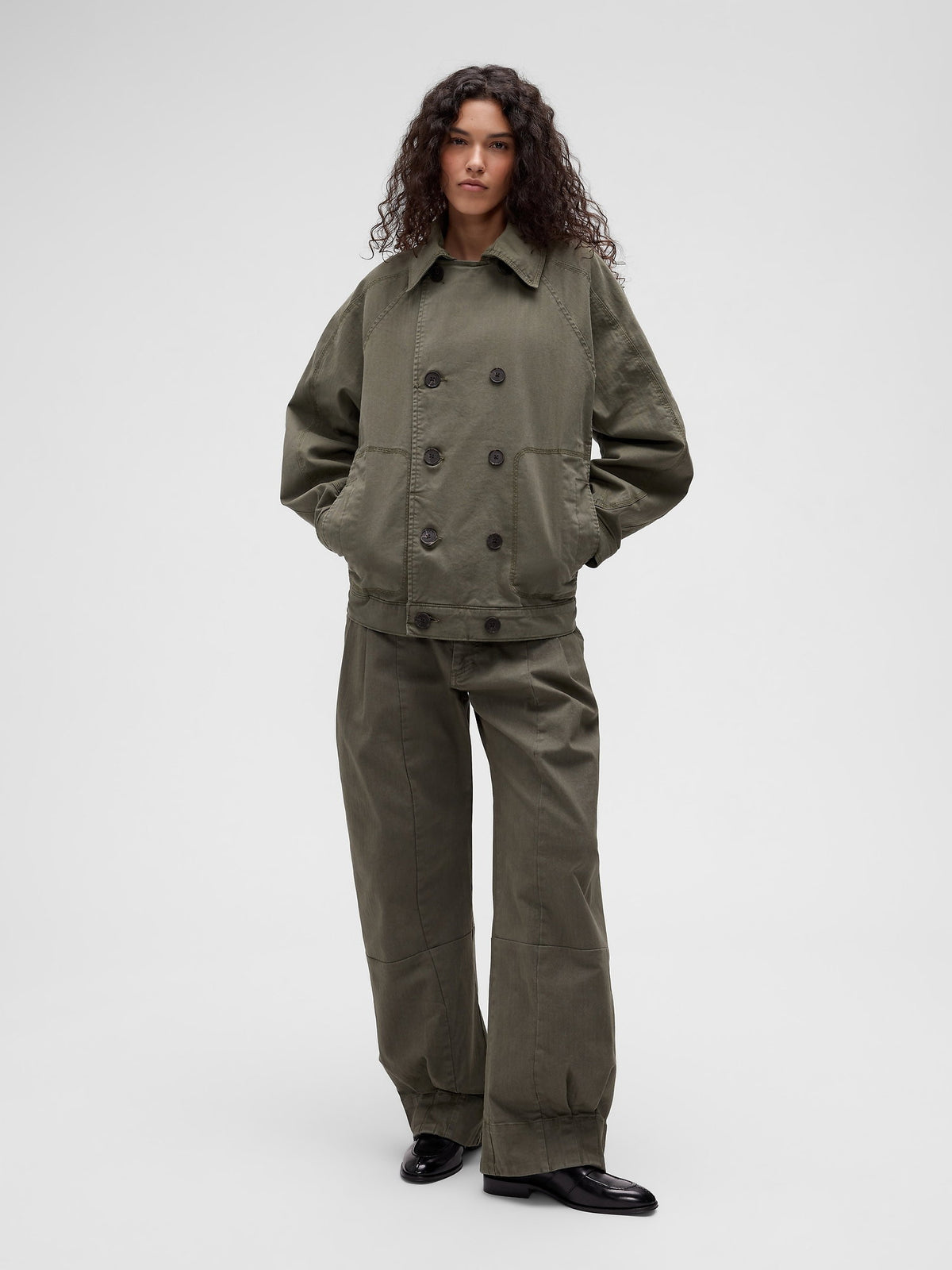 Haki Gapstudio Herringbone Baggy Pantolon
