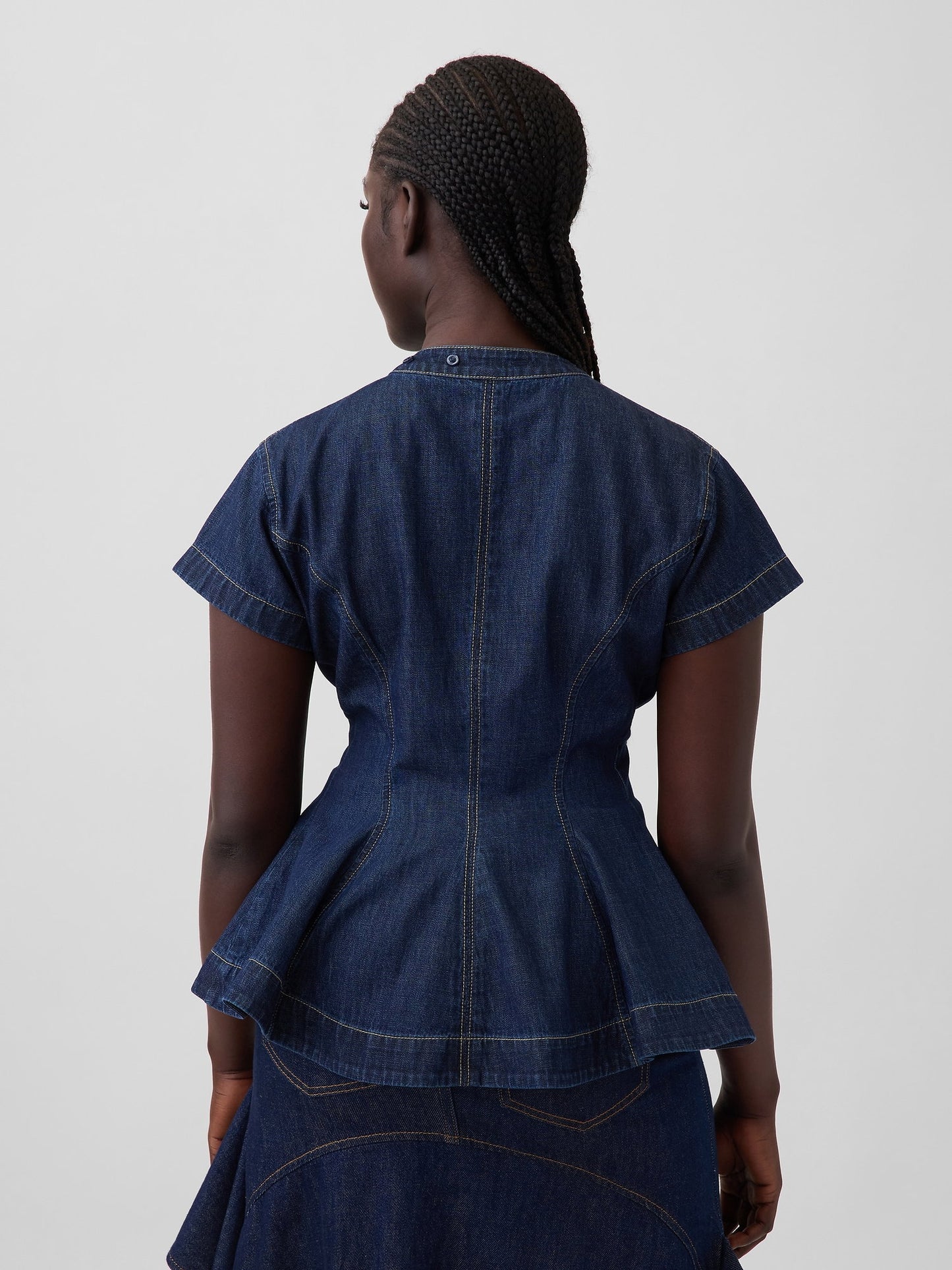 Koyu Mavi Gap × Hfr Denim Peplum Gömlek By Igdalyah