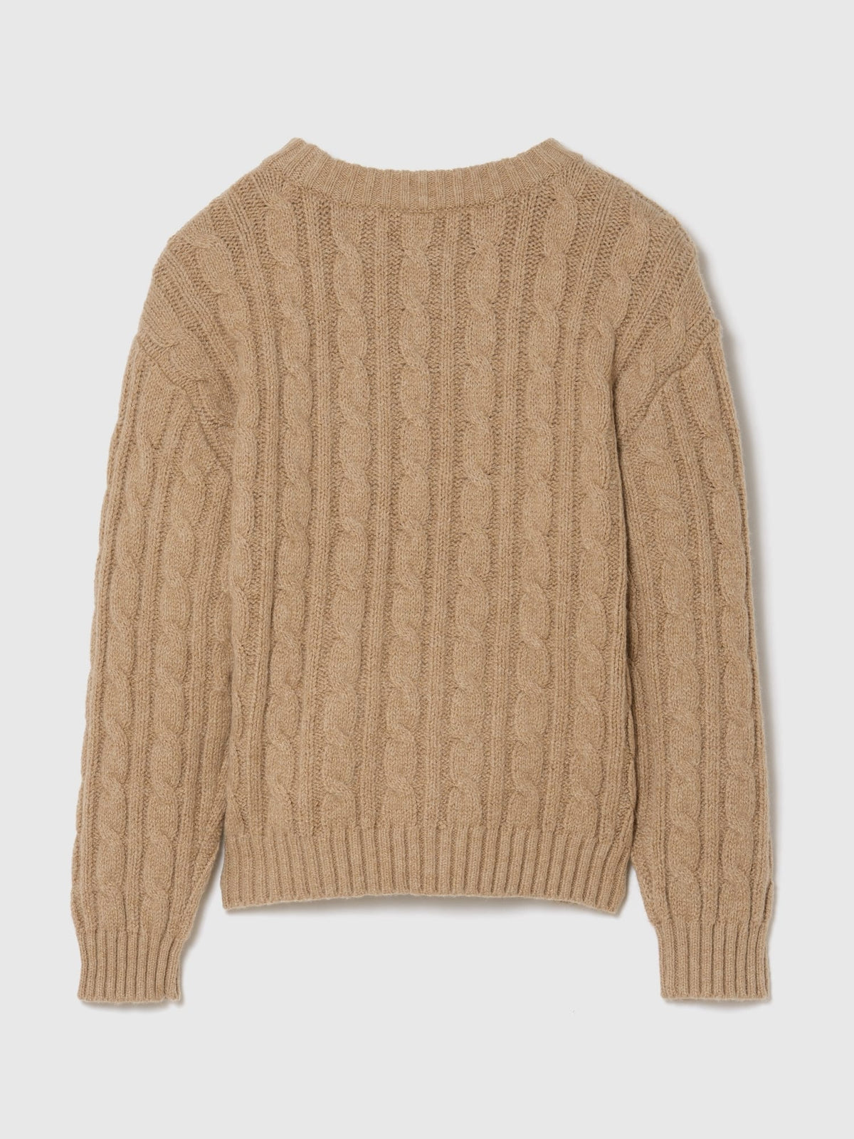 Bej Cashsoft Cable-knit Kazak