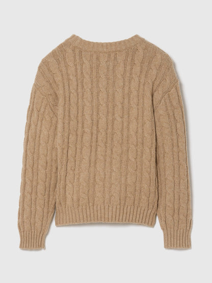 Bej Cashsoft Cable-knit Kazak