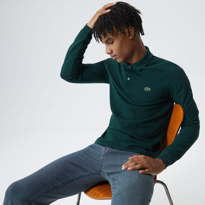Lacoste Erkek Slim Fit Uzun Kollu Koyu Yeşil Polo