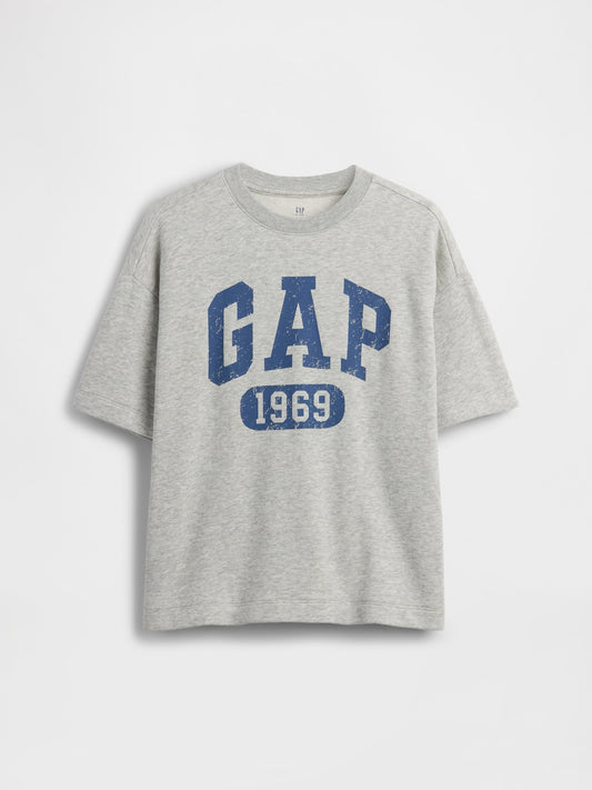 Gri Fransız Havlu Kumaş Relaxed Gap Logo T-shirt