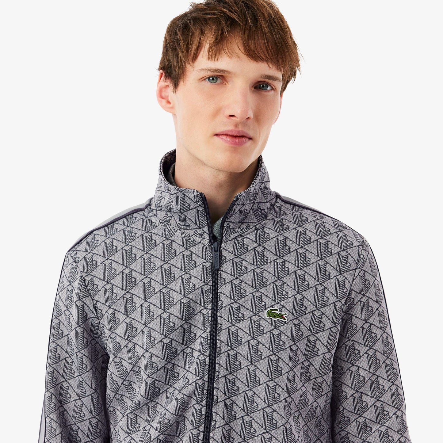 Lacoste Erkek Regular Fit Fermuarlı Monogram Gri Sweatshirt