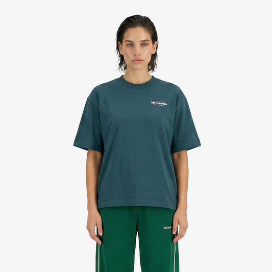 New Balance Sport Graphic Oversized Kadın Yeşil T-shirt