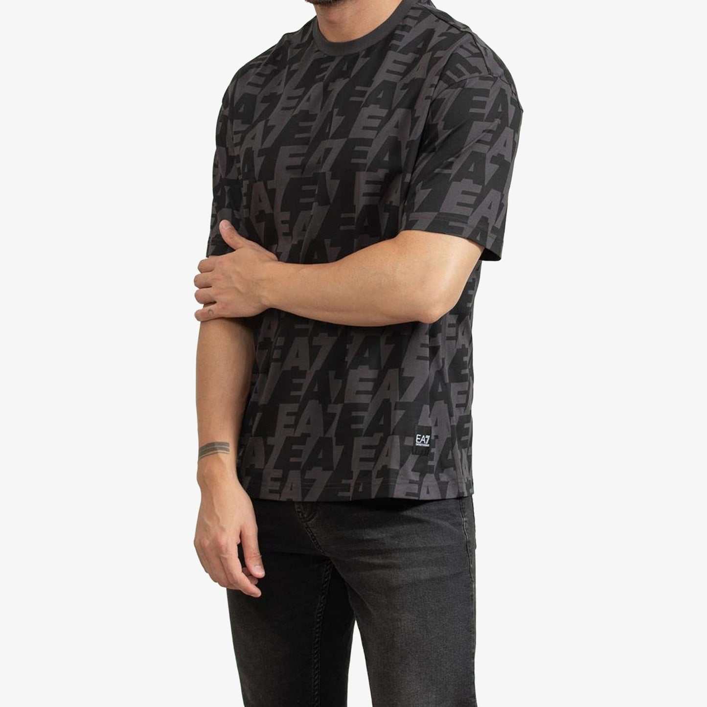 Emporio Armani Bisiklet Yaka Logo Erkek Siyah T-shirt