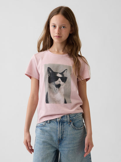 Açık Pembe Grafik Baskılı T-shirt