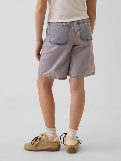 Mor Low Rise Easy Longline Denim Şort