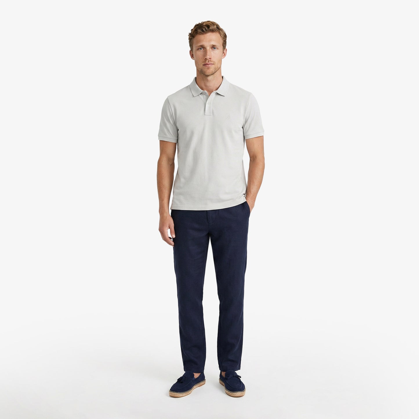 Nautica Erkek Gri Regular Fit Polo Yaka T-shirt