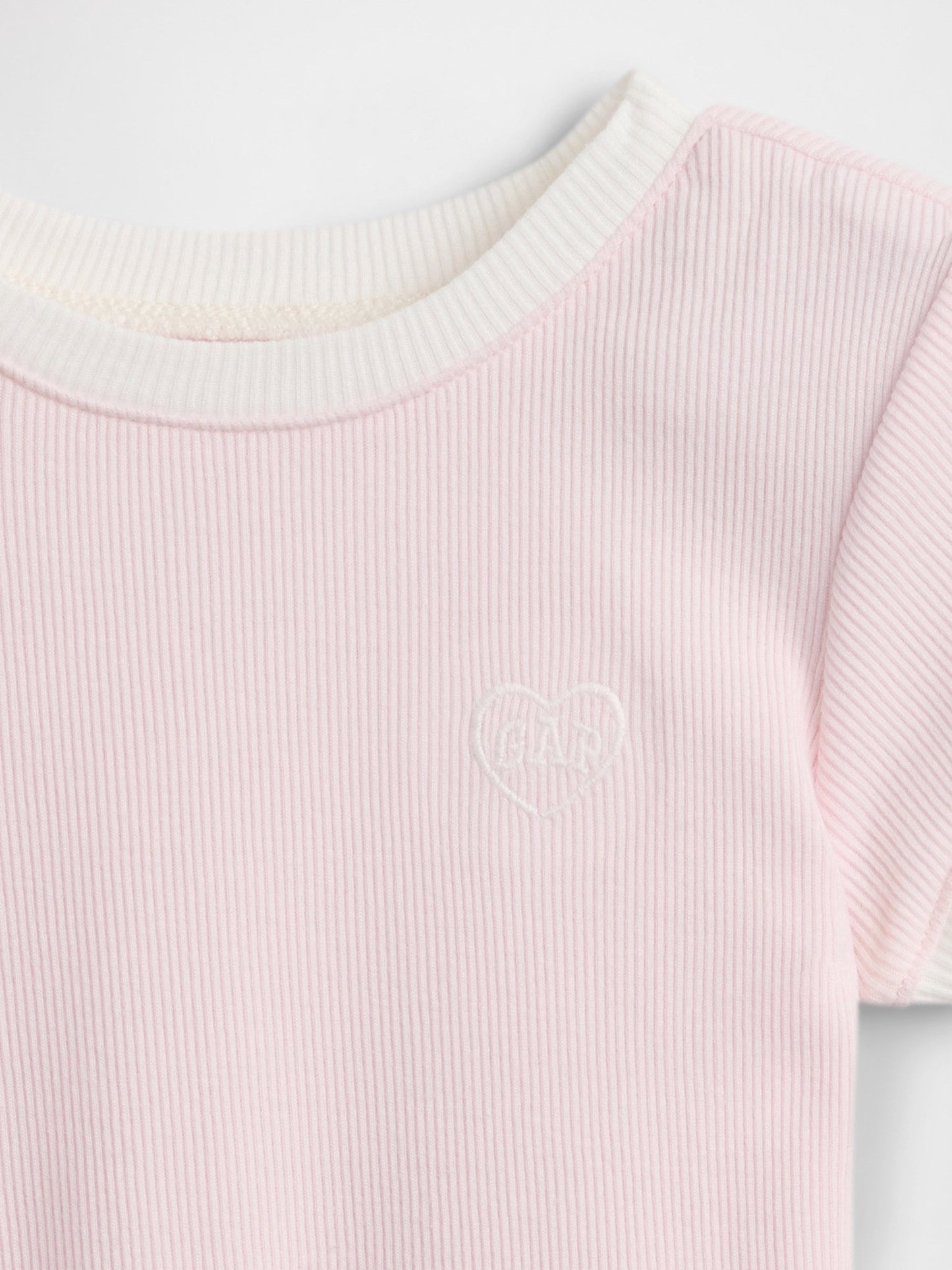 Açık Pembe Logo Fitilli Ringer T-shirt