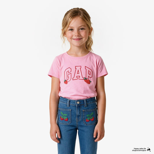Gap V-logo Ss Tee Sp26 Çocuk Pembe T-shirt