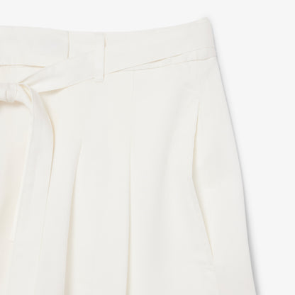 Lacoste Kadın Oversize Fit Beyaz Bermuda Şort