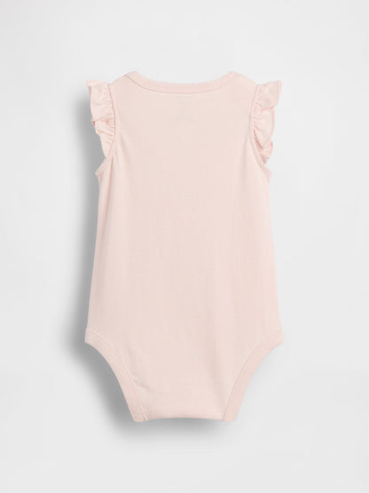 Açık Pembe Organik Pamuk Grafik Baskılı Bodysuit