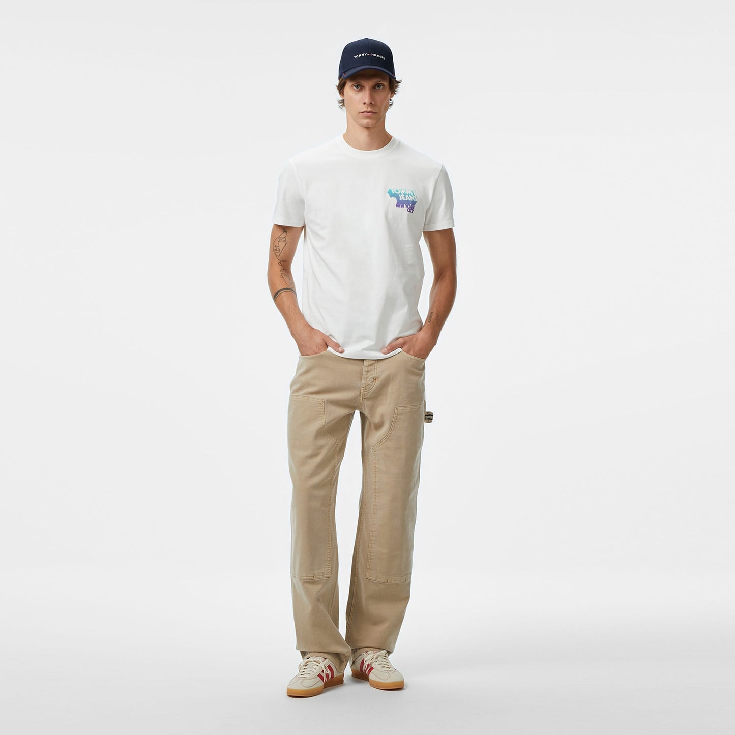 Tommy Jeans Pamuklu Regular Fit Erkek Beyaz T-shirt