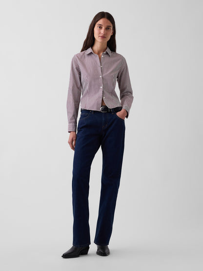 Koyu Mavi Mid Rise Straight Taper Jean Pantolon