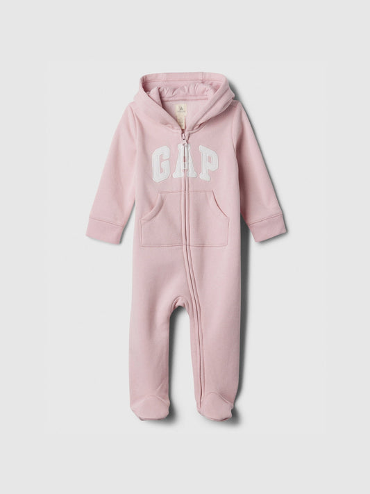 Pembe Gap Logo Kulak Aplikeli Fermuarlı Fleece Tulum