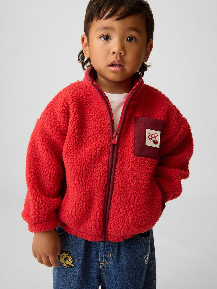Kırmızı Sesame Street Sherpa Fermuarlı Sweatshirt