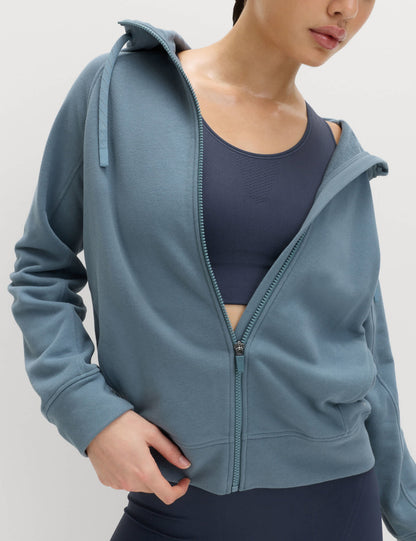 Pamuk Karışımlı Fermuarlı Rahat Kesim Kapüşonlu Sweatshirt